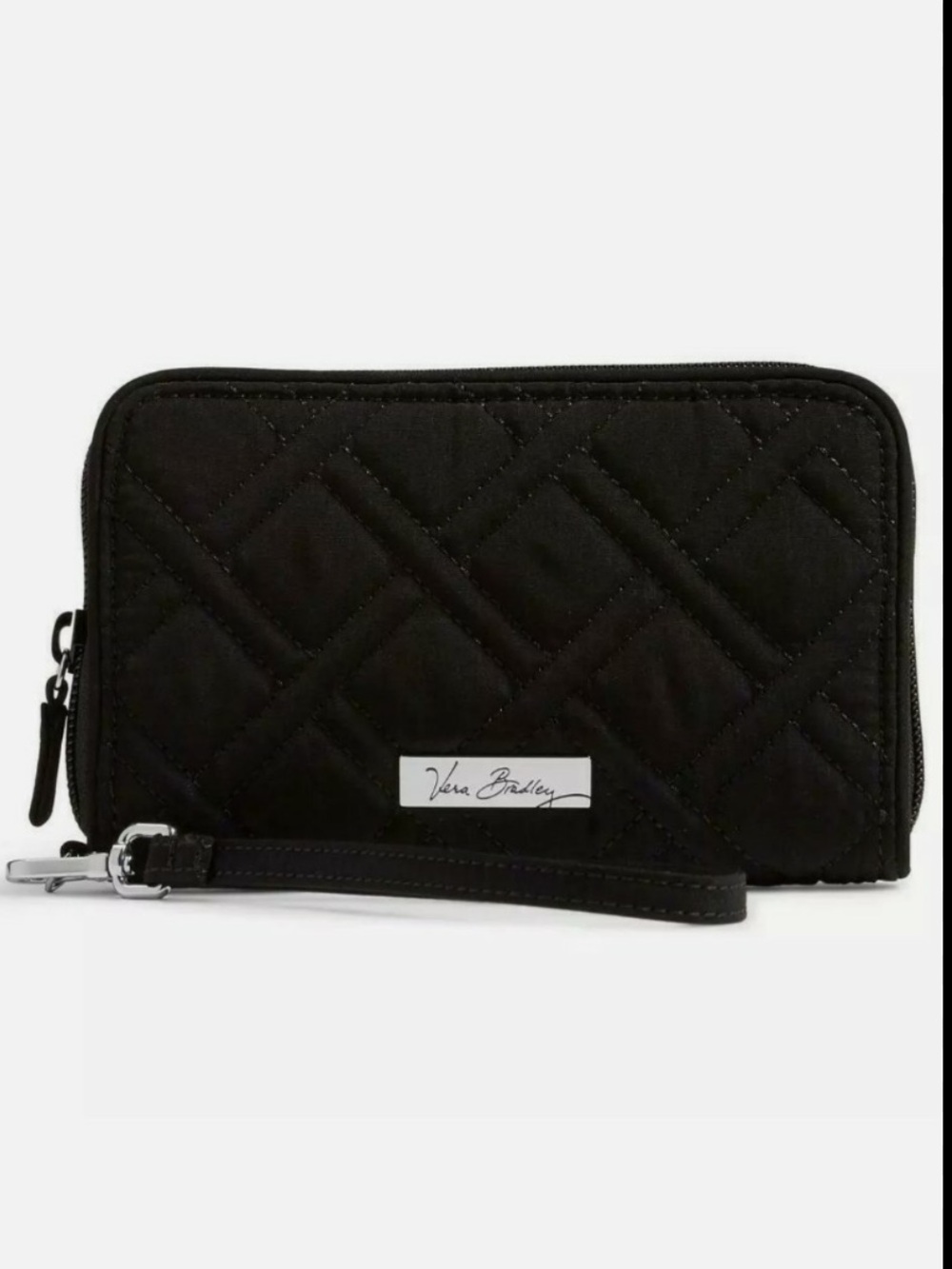 Vera Bradley Black Quilted Wristlet Wallet with Strap
